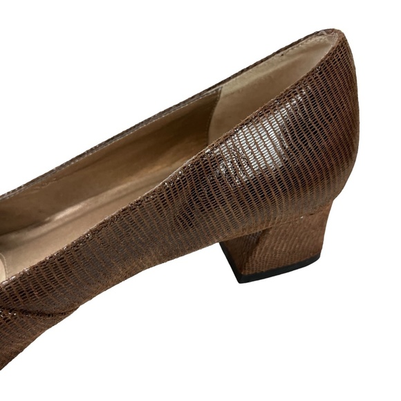 VAN ELI VANELI Genuine Leather Chocolate Brown Slip On Block Heel Pumps Shoes 11 - Picture 7 of 16